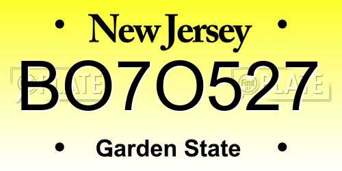 BO7O527 New Jersey License Plate