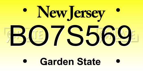 BO7S569 New Jersey License Plate