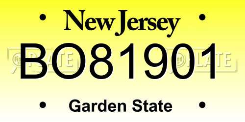 BO81901 New Jersey License Plate