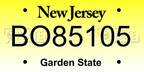 BO85105 New Jersey License Plate