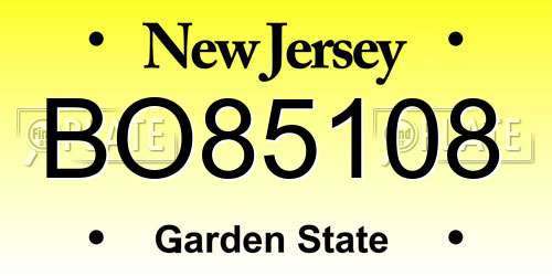 BO85108 New Jersey License Plate
