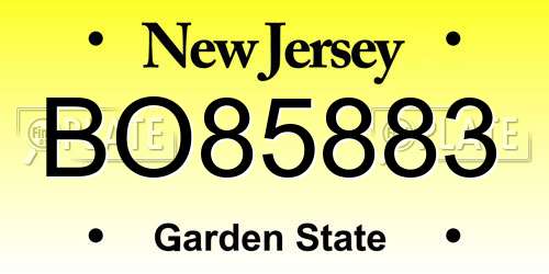 BO85883 New Jersey License Plate