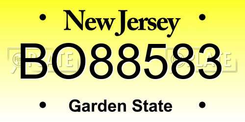 BO88583 New Jersey License Plate