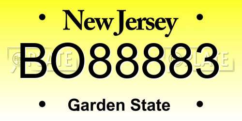 BO88883 New Jersey License Plate
