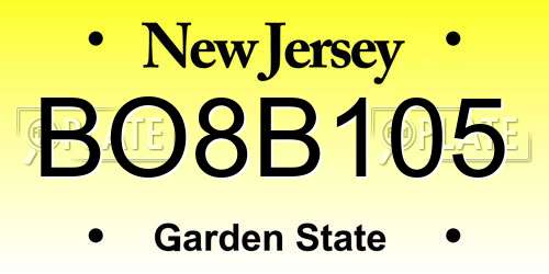 BO8B105 New Jersey License Plate