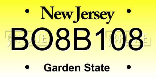 BO8B108 New Jersey License Plate