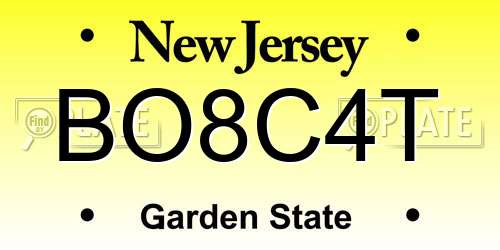 BO8C4T New Jersey License Plate