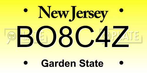 BO8C4Z New Jersey License Plate