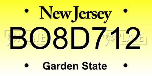 BO8D712 New Jersey License Plate