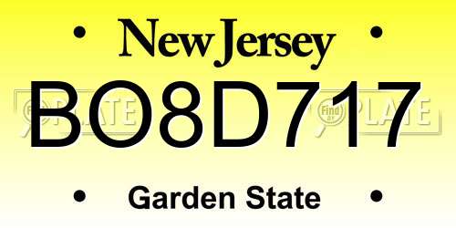 BO8D717 New Jersey License Plate