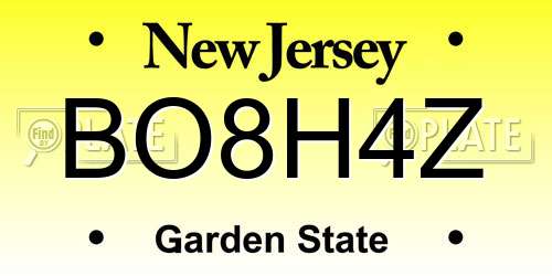 BO8H4Z New Jersey License Plate