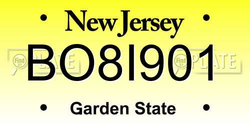 BO8I901 New Jersey License Plate