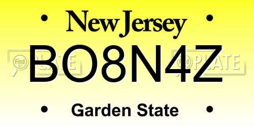 BO8N4Z New Jersey License Plate