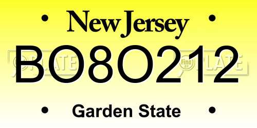 BO8O212 New Jersey License Plate