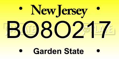 BO8O217 New Jersey License Plate