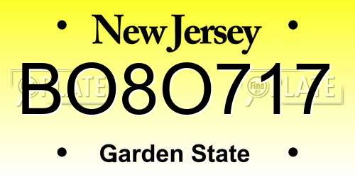 BO8O717 New Jersey License Plate