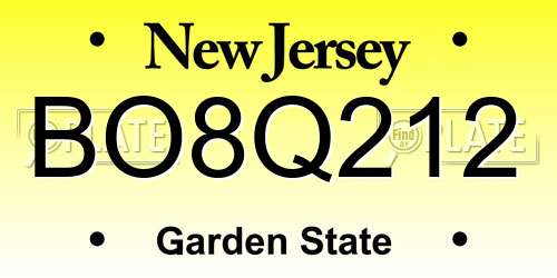 BO8Q212 New Jersey License Plate
