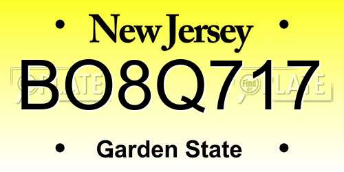 BO8Q717 New Jersey License Plate