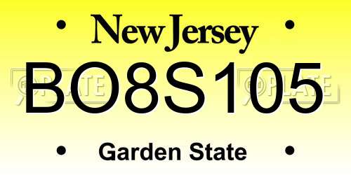 BO8S105 New Jersey License Plate