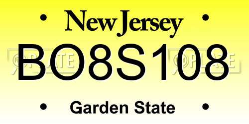 BO8S108 New Jersey License Plate