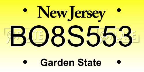BO8S553 New Jersey License Plate