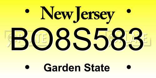 BO8S583 New Jersey License Plate
