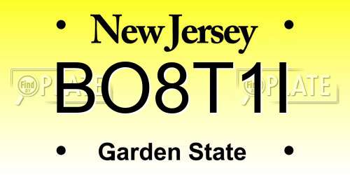 BO8T1I New Jersey License Plate