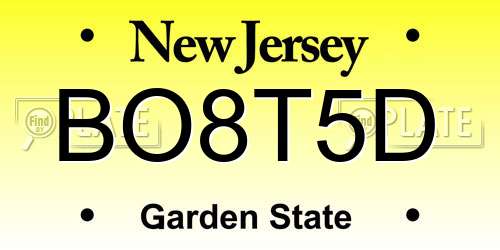 BO8T5D New Jersey License Plate