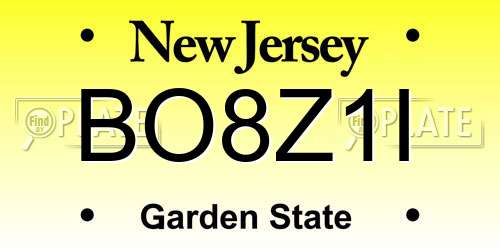 BO8Z1I New Jersey License Plate