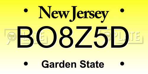 BO8Z5D New Jersey License Plate