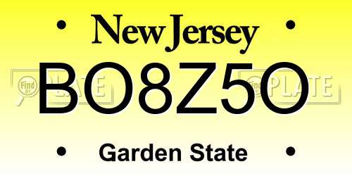 BO8Z5O New Jersey License Plate