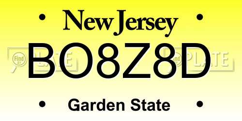 BO8Z8D New Jersey License Plate
