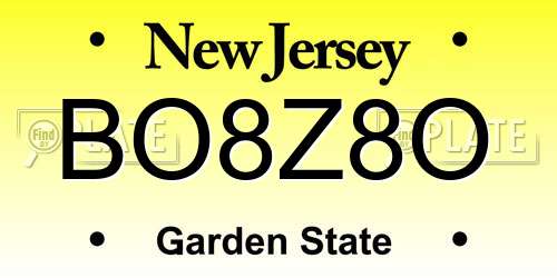 BO8Z8O New Jersey License Plate