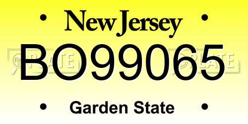 BO99065 New Jersey License Plate