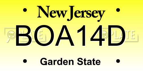 BOA14D New Jersey License Plate