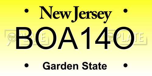 BOA14O New Jersey License Plate