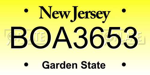 BOA3653 New Jersey License Plate