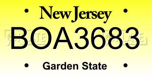 BOA3683 New Jersey License Plate