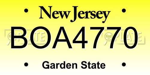 BOA4770 New Jersey License Plate