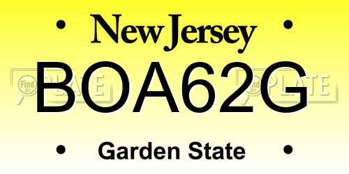 BOA62G New Jersey License Plate