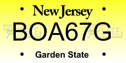 BOA67G New Jersey License Plate