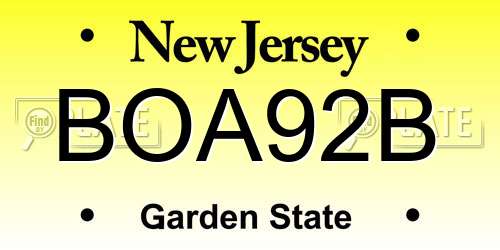 BOA92B New Jersey License Plate
