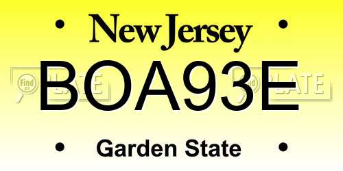 BOA93E New Jersey License Plate