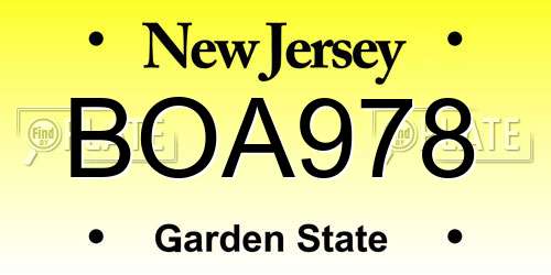 BOA978 New Jersey License Plate