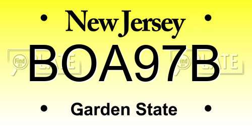 BOA97B New Jersey License Plate