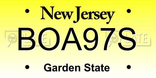 BOA97S New Jersey License Plate