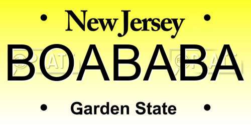 BOABABA New Jersey License Plate