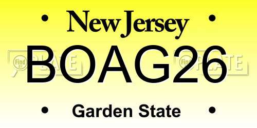 BOAG26 New Jersey License Plate