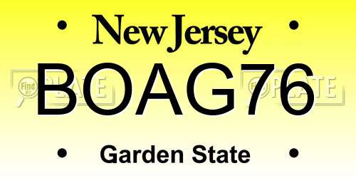 BOAG76 New Jersey License Plate