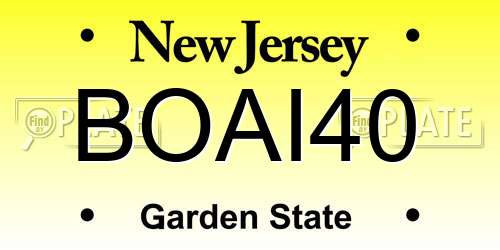 BOAI40 New Jersey License Plate